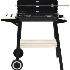 Keuken & Eetkamer*vidaXL Houtskoolbarbecue staand met wieltjes white shelf