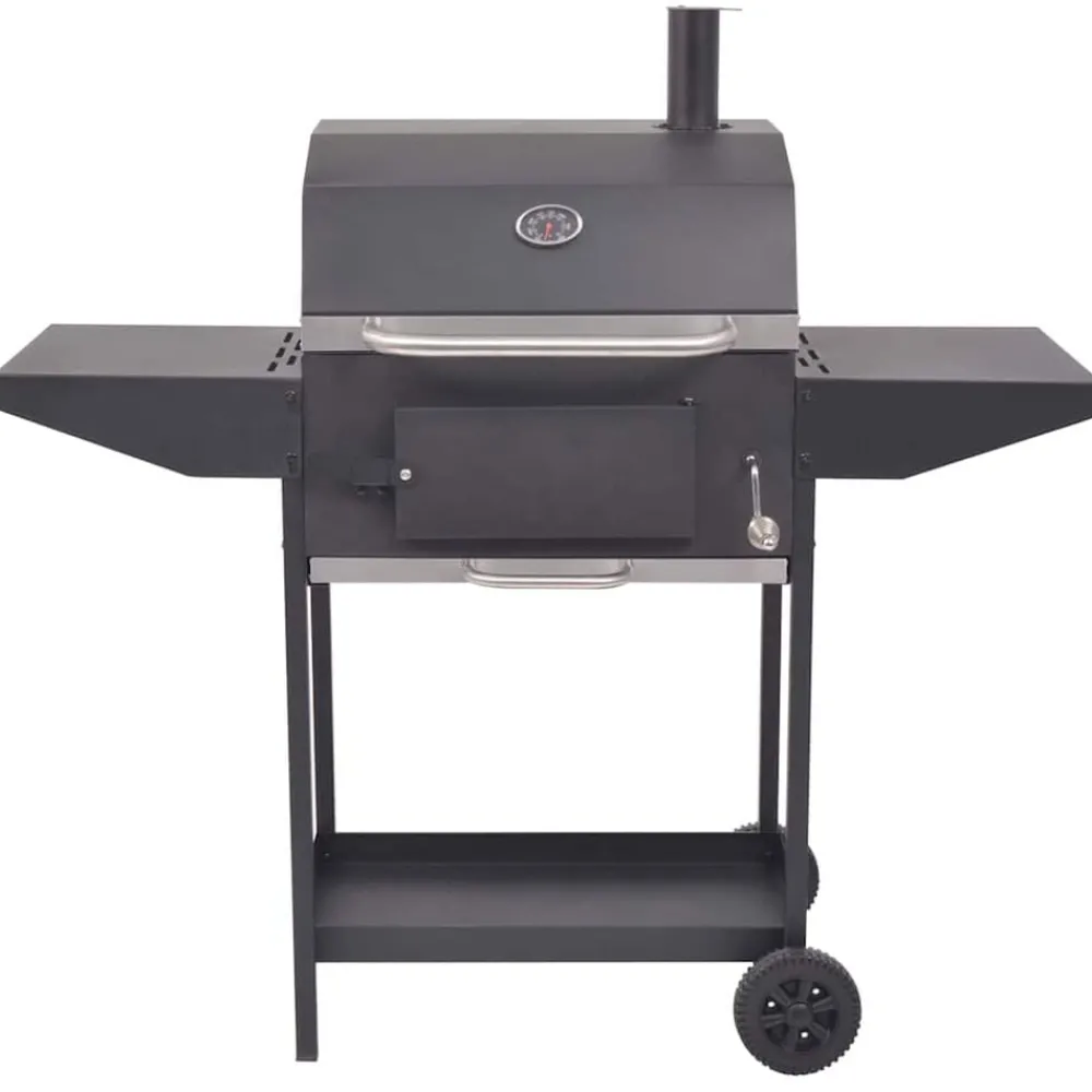 Houtskoolbarbecue met onderplank zwart>vidaXL
