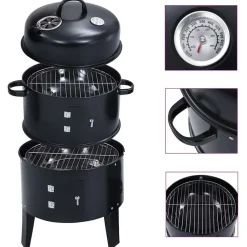 Houtskoolroker barbecue-grill 3-in-1 40x80 cm>vidaXL Sale
