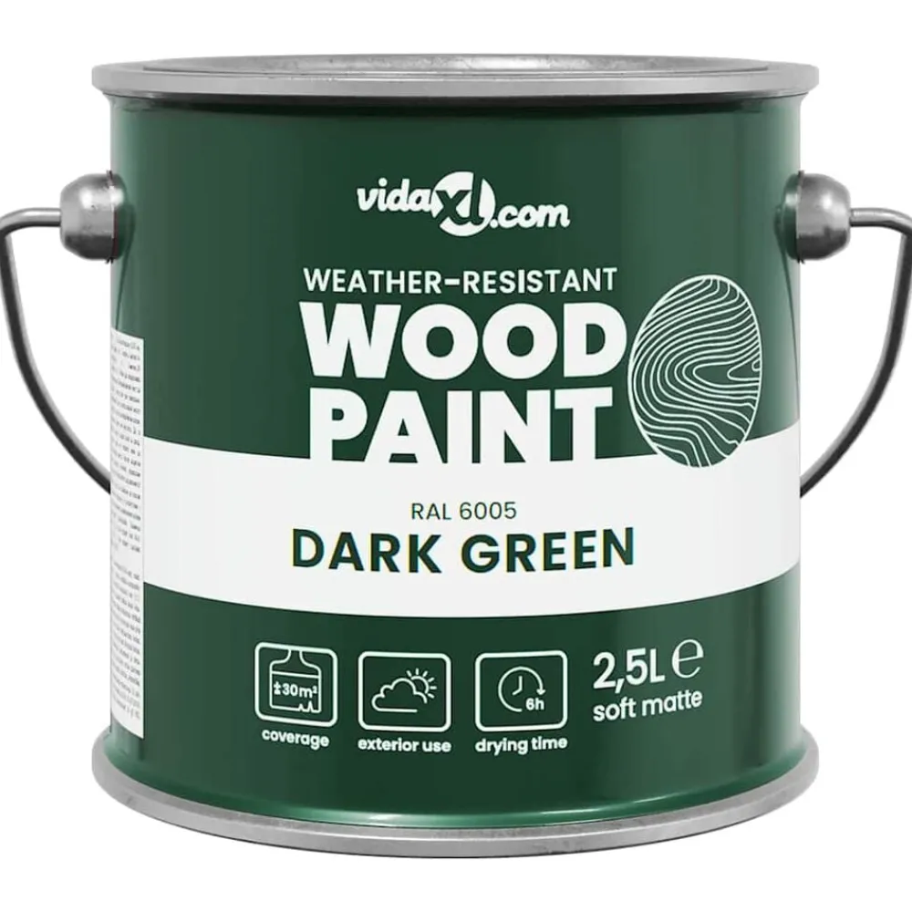 Verbruiksmaterialen Voor De Bouw*vidaXL Houtverf 2,5 L Wandprint Groen