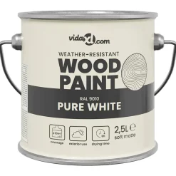 Verbruiksmaterialen Voor De Bouw*vidaXL Houtverf 2,5 L Wandprint Wit