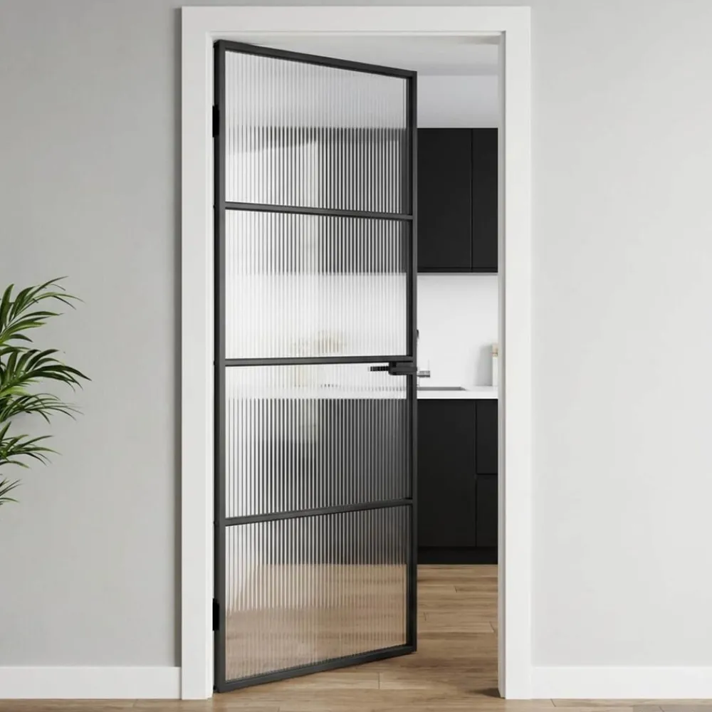 Huisdeur 76 x 201,5 x 3,5 cm Aluminium en Gehard Glas>vidaXL Online