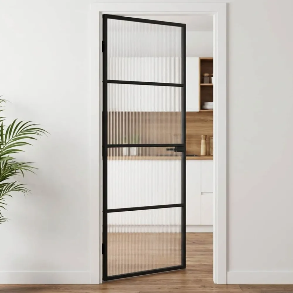 Huisdeur 76 x 201,5 x 3,5 cm Aluminium en Gehard Glas>vidaXL Online