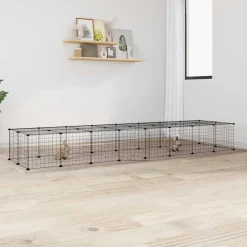 Huisdierbenodigdheden*vidaXL Huisdierenkooi met deur 36 panelen 35x35 cm staal zwart