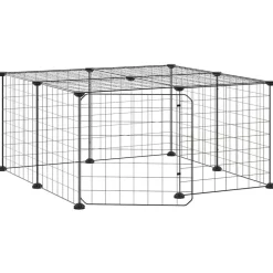 Huisdierbenodigdheden*vidaXL Huisdierenkooi met deur 12 panelen 35x35 cm staal zwart