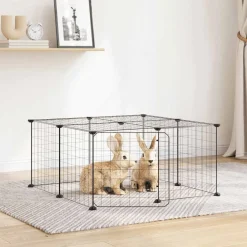 Huisdierbenodigdheden*vidaXL Huisdierenkooi met deur 12 panelen 35x35 cm staal zwart