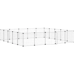 Huisdierenkooi met deur 20 panelen 35x35 cm staal zwart>vidaXL Best