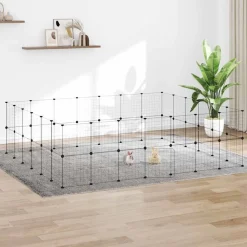 Huisdierbenodigdheden*vidaXL Huisdierenkooi met deur 52 panelen 35x35 cm staal zwart