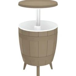 Tuinmeubelen*vidaXL IJskoeltafel 3-in-1 polypropeen Lichtbruin