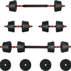 2-in-1 Halter Set 30kg Zwart en Rood Cement en ijzeren zand>vidaXL Outlet