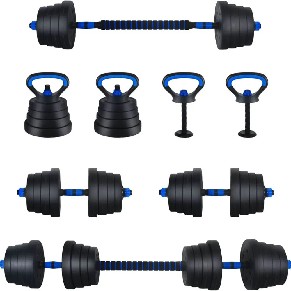 4-in-1 Halter-Barbell Kettlebell Set 30kg 30kg>vidaXL New