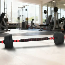 Fitness*vidaXL 2-in-1 Halter-Barbell Set 20kg 20kg Zwart en rood