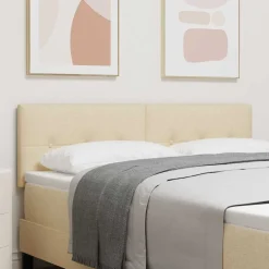 in hoogte verstelbaar hoofdbord Crème 144 cm Stof>vidaXL Best