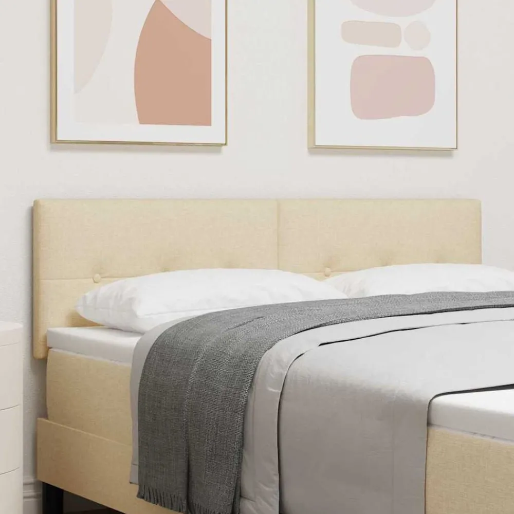 in hoogte verstelbaar hoofdbord Crème 144 cm Stof>vidaXL Best