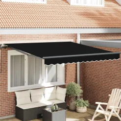 Tuin & Gazon*vidaXL Inklapbaar Zonnescherm 300 x 250 cm Polyester en staal Zwart