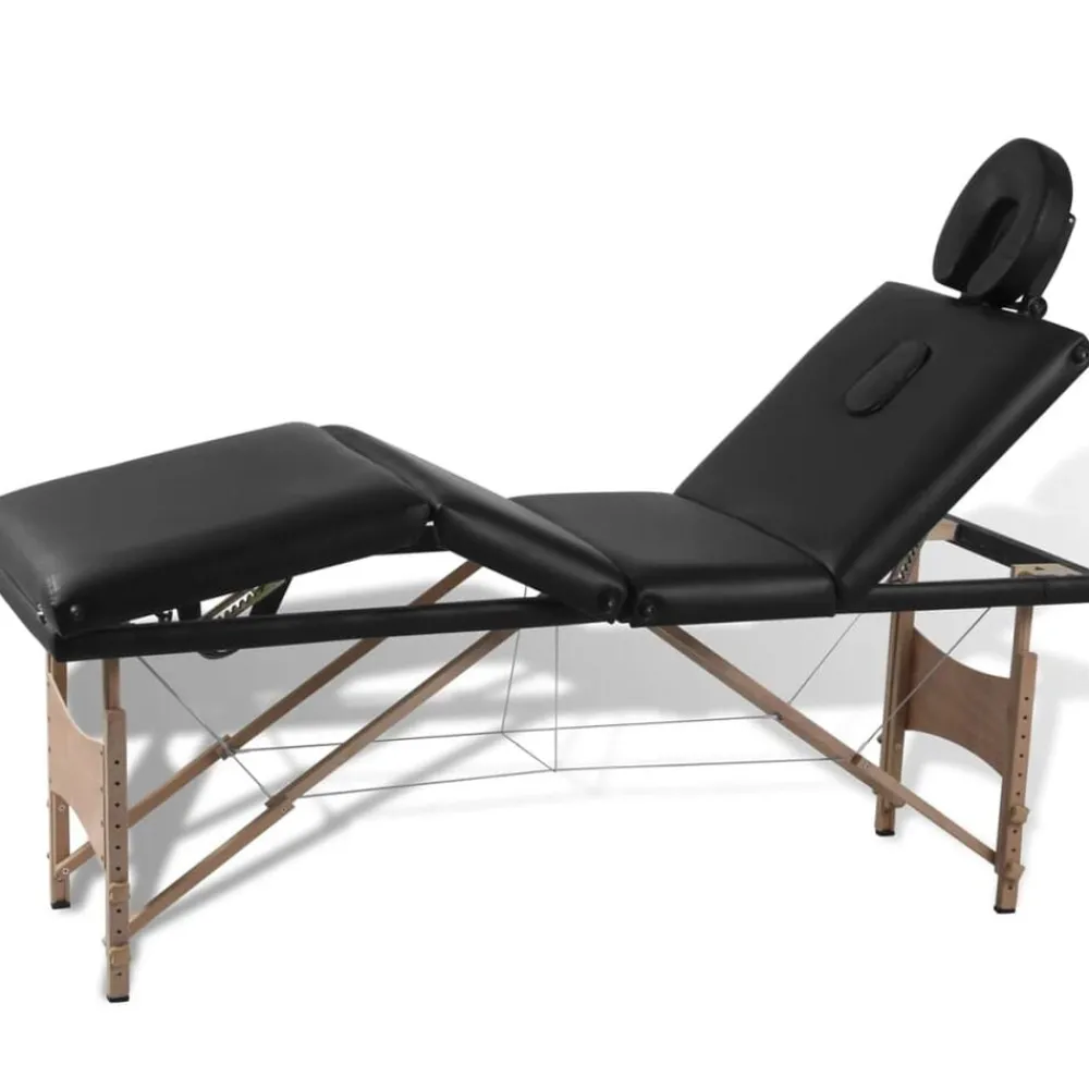 Inklapbare massagetafel 4 zones met houten frame>vidaXL Online
