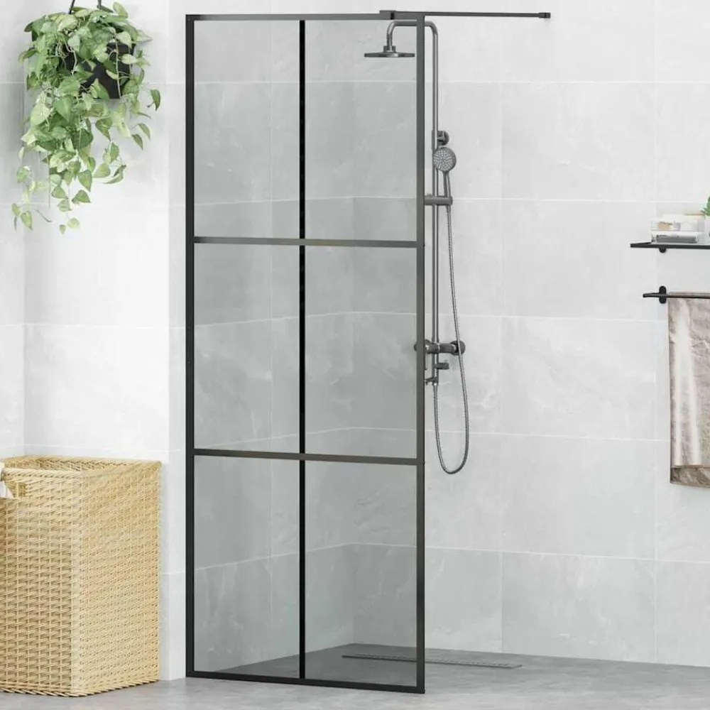 Sanitair & Loodgietersbenodigdheden*vidaXL Inloop Douche Wand 80 x 195 cm gehard glas Zwart