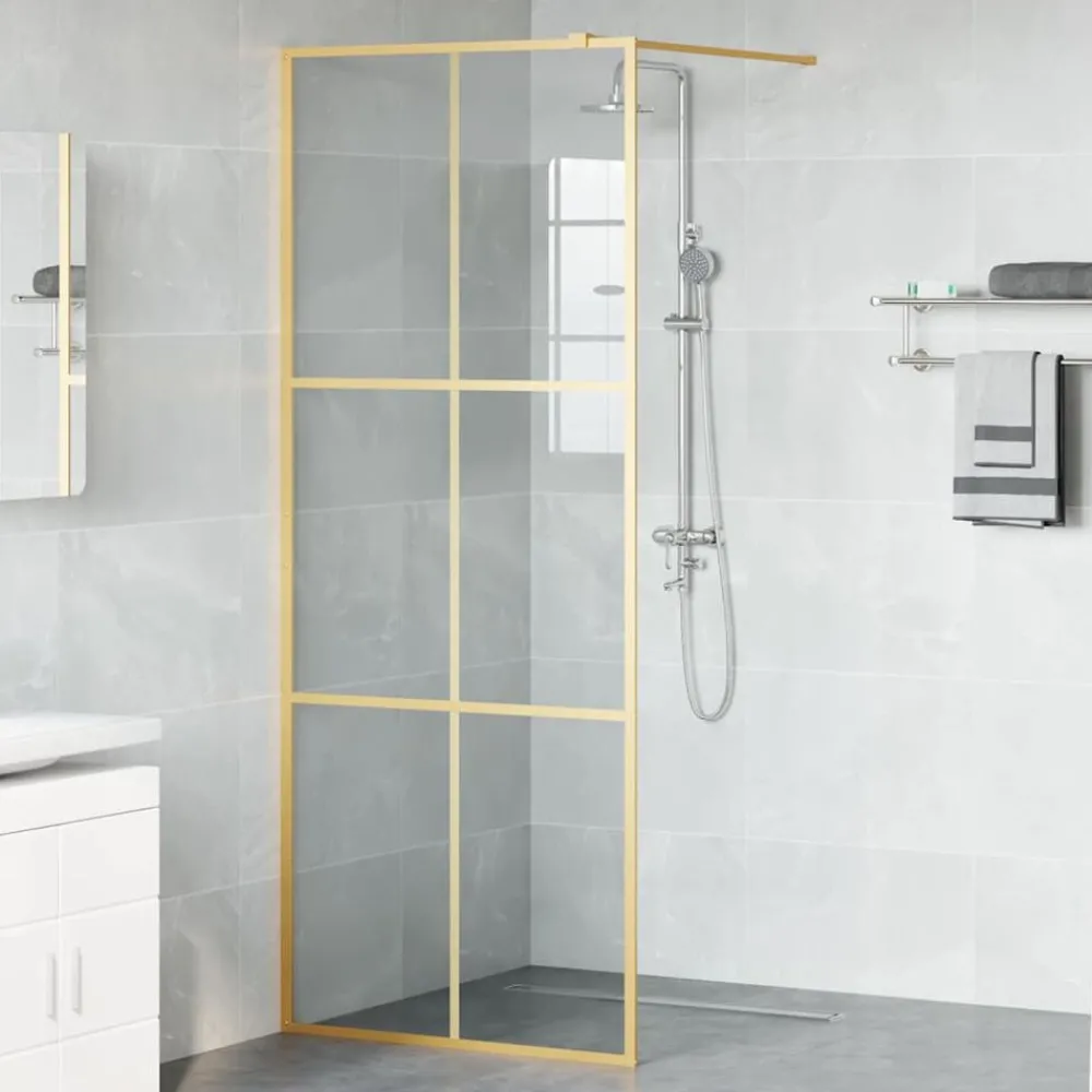 Sanitair & Loodgietersbenodigdheden*vidaXL Inloop Douche Wand 80 x 195 cm gehard glas Goud