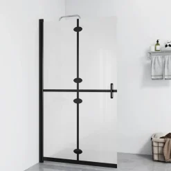 Sanitair & Loodgietersbenodigdheden*vidaXL Inloopdouchewand inklapbaar 70x190 cm ESG-glas mat zwarte lijst/ matglas