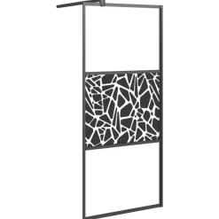 Sanitair & Loodgietersbenodigdheden*vidaXL Inloopdouchewand met stenenmotief 80x195 cm ESG-glas Zwart