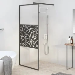 Sanitair & Loodgietersbenodigdheden*vidaXL Inloopdouchewand met stenenmotief 80x195 cm ESG-glas Zwart