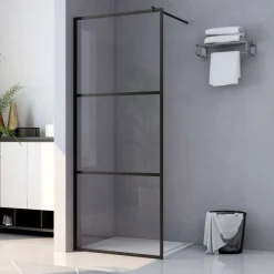Sanitair & Loodgietersbenodigdheden*vidaXL Inloopdouchewand transparant 80x195 cm ESG-glas Zwart