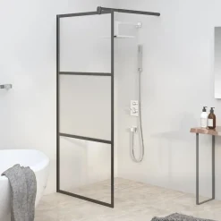 Sanitair & Loodgietersbenodigdheden*vidaXL Inloopdouchewand 80x195 cm halfmat ESG-glas Zwart