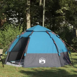 Buitensport*vidaXL Instant tent met regenhoes voor 4 personen met snelle release Blauw