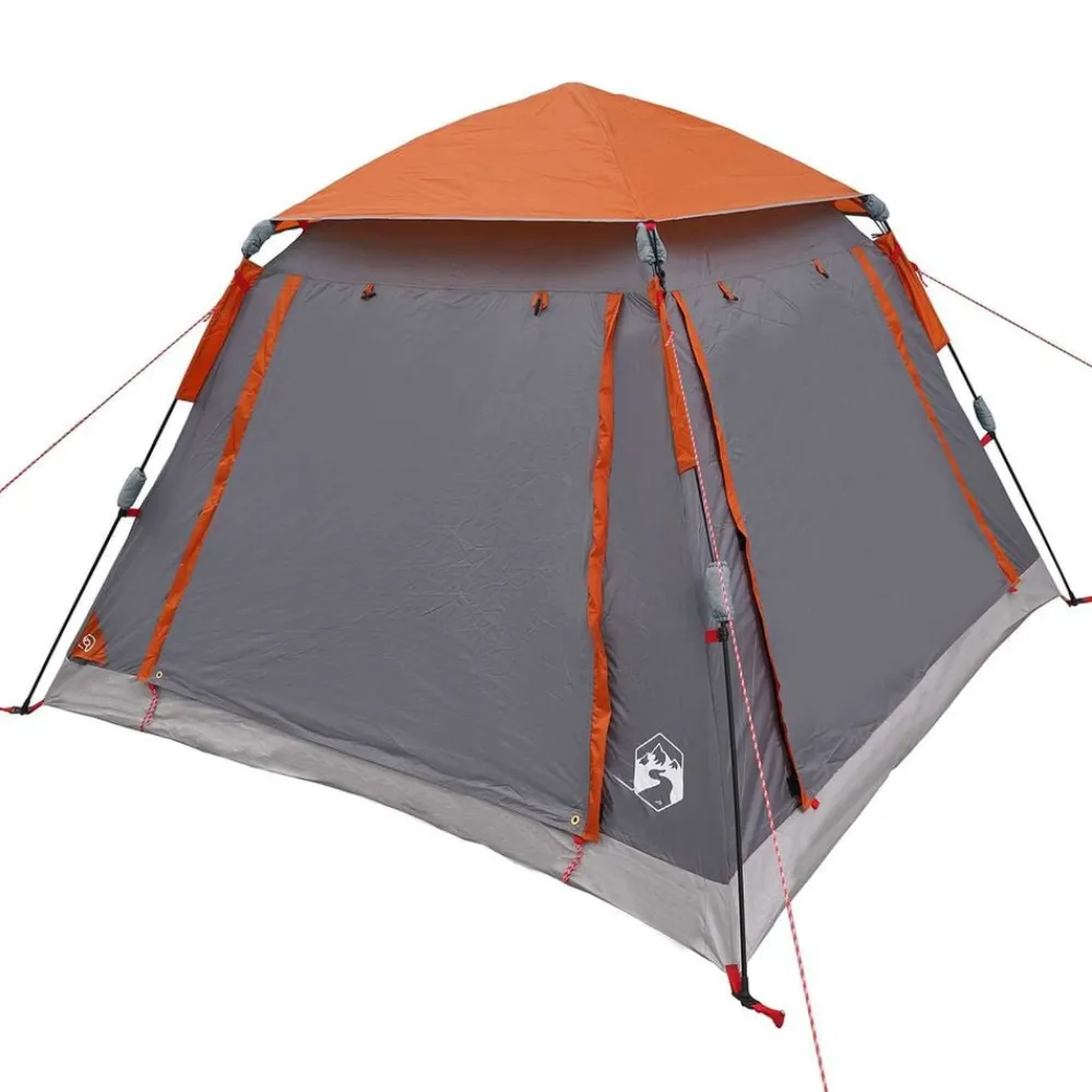 Buitensport*vidaXL Instant Tent met Regenfly voor 3 Personen met Snelle Bevrijding Grijs en oranje