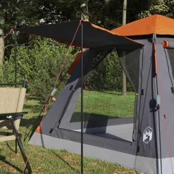 Buitensport*vidaXL Instant Tent met Regenfly voor 3 Personen met Snelle Bevrijding Grijs en oranje