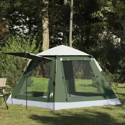 Buitensport*vidaXL Instant Tent met Regenfly voor 3 Personen met Snelle Bevrijding Groen