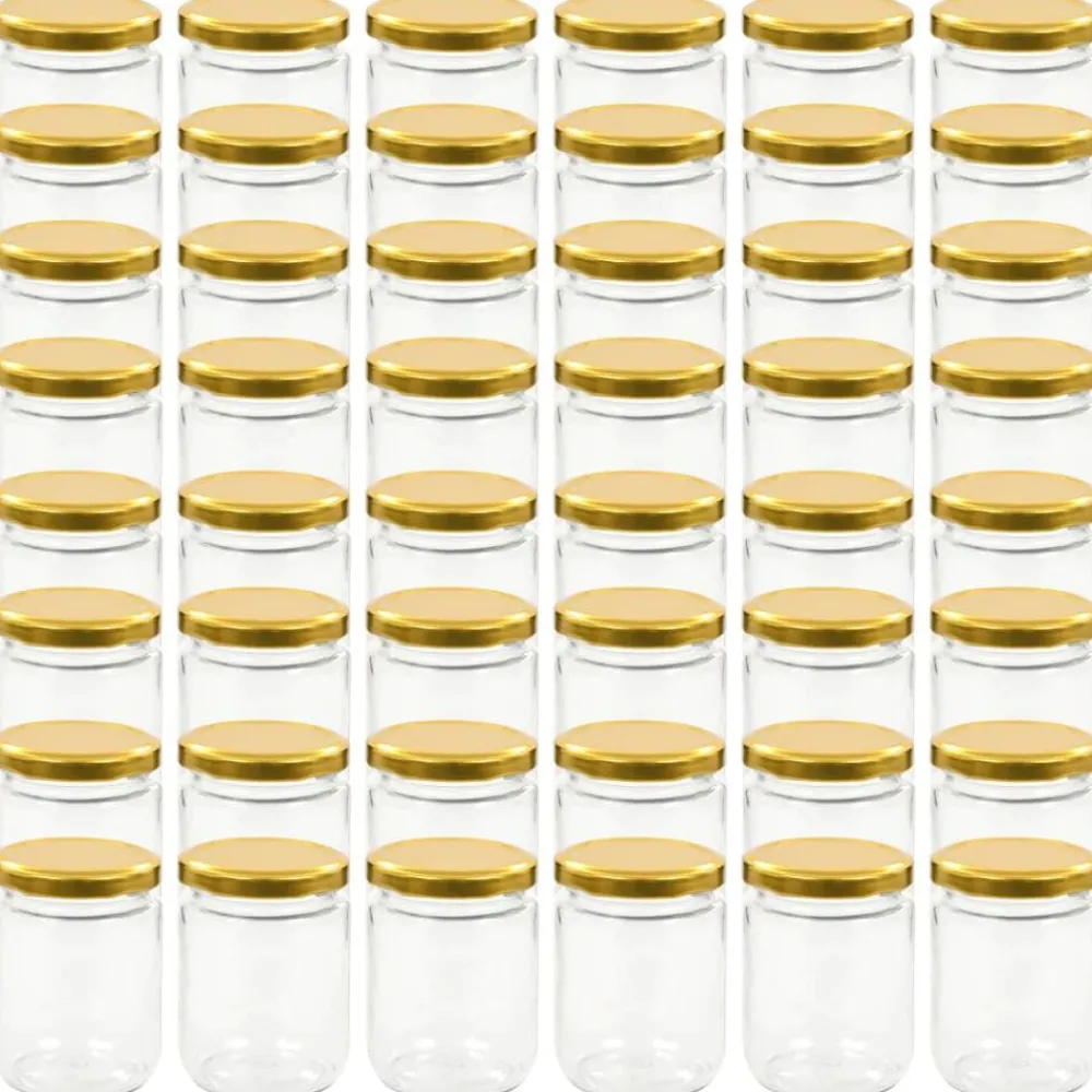 Keuken & Eetkamer*vidaXL Jampotten met kleurige deksels 48 st 230 ml glas Goud