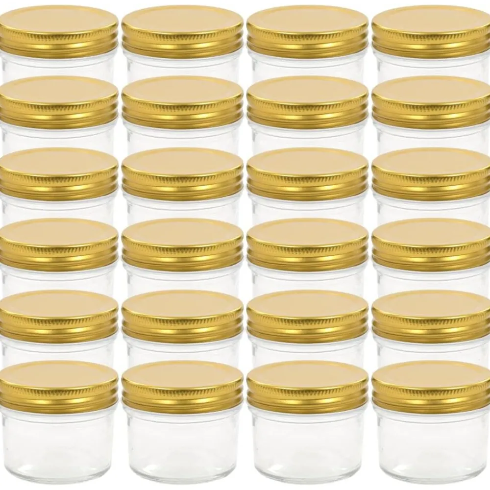 Keuken & Eetkamer*vidaXL Jampotten met kleurige deksels 24 st 110 ml glas Goud