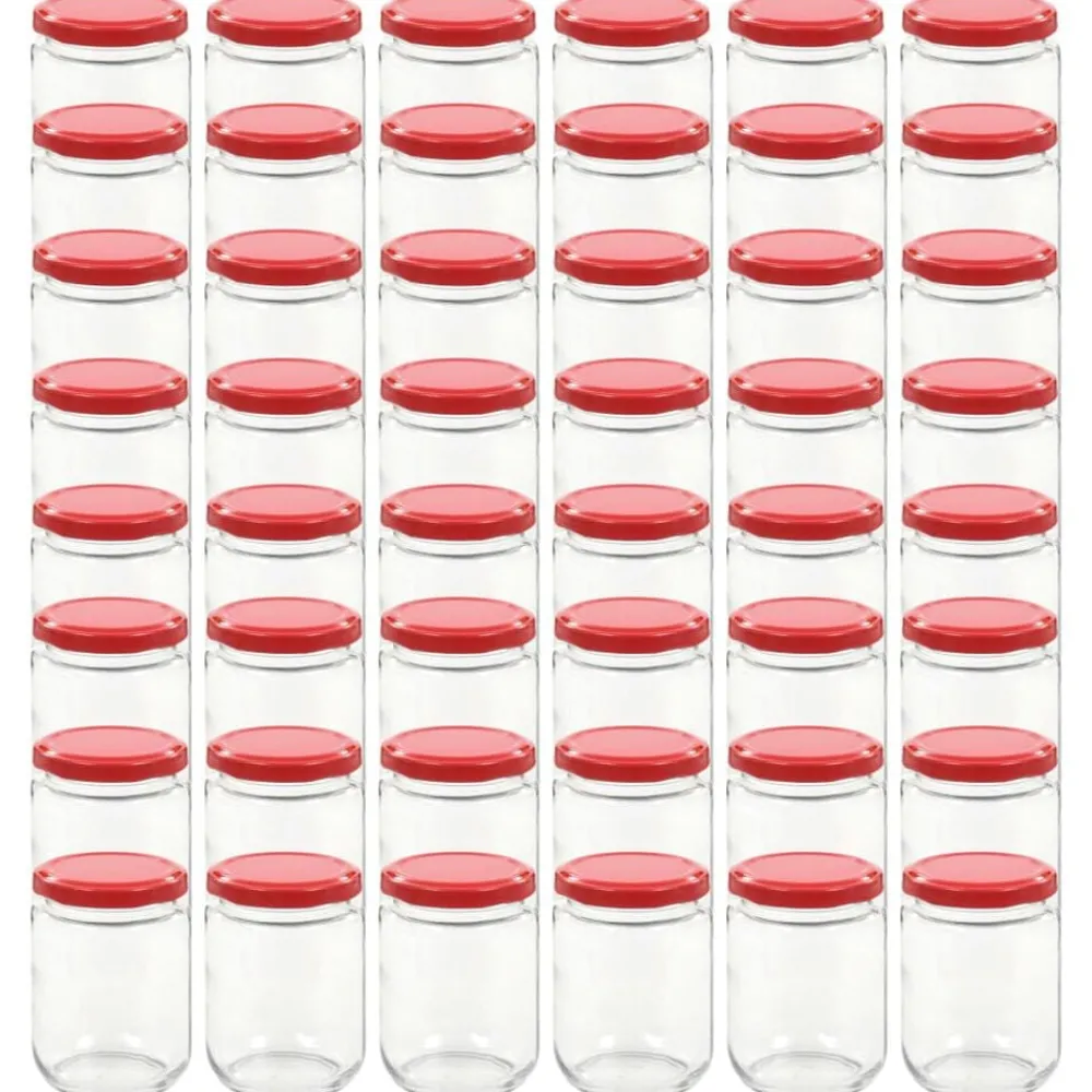 Keuken & Eetkamer*vidaXL Jampotten met rode deksels 48 st 230 ml glas Rood