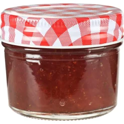 Jampotten met wit met rode deksels 24 st 110 ml glas>vidaXL Outlet