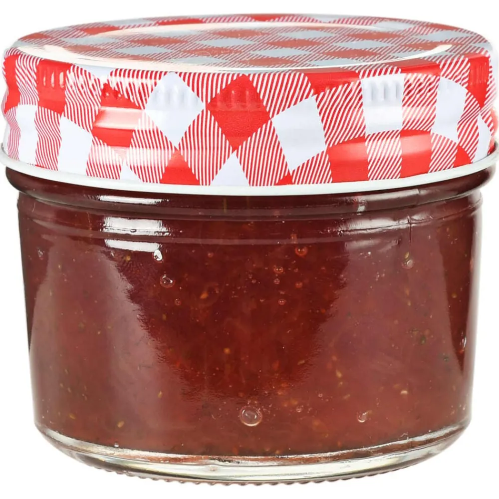 Jampotten met wit met rode deksels 24 st 110 ml glas>vidaXL Outlet
