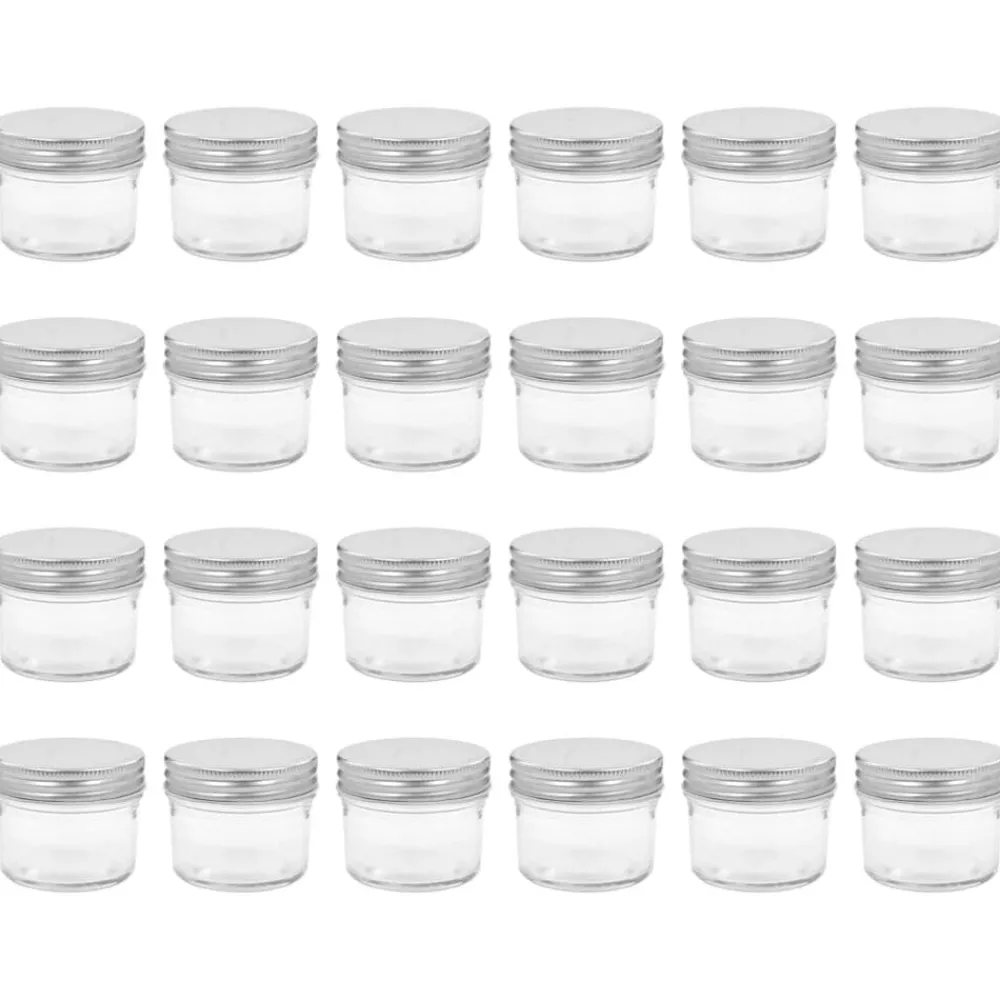 Keuken & Eetkamer*vidaXL Jampotten met kleurige deksels 24 st 110 ml glas Zilver