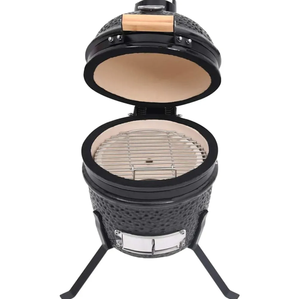 Keuken & Eetkamer*vidaXL Kamado barbecue 2-in-1 56 cm keramiek Zwart
