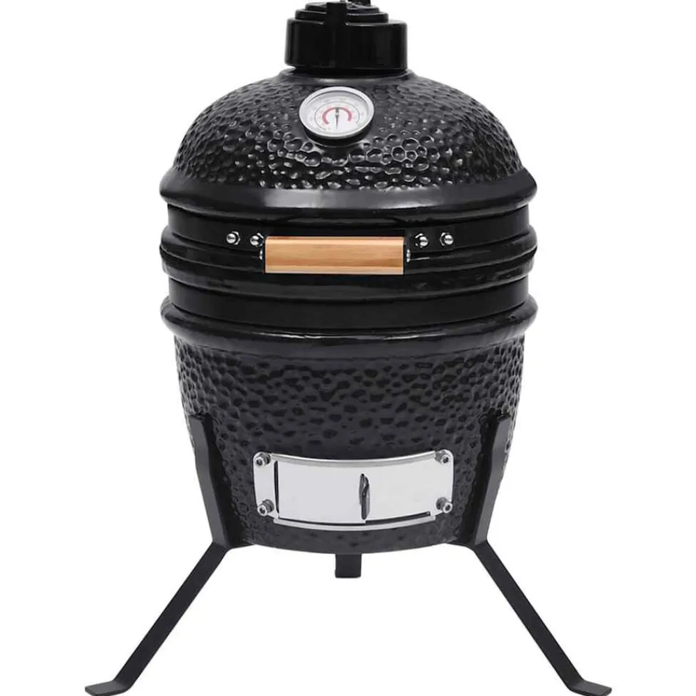 Keuken & Eetkamer*vidaXL Kamado barbecue 2-in-1 56 cm keramiek Zwart