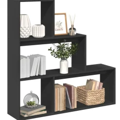 Boekenkasten & Wandplanken*vidaXL Kamerscherm / boekenkast 3-laags 123x29x123 cm hout Zwart