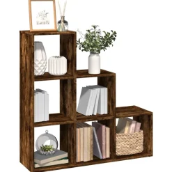 Boekenkasten & Wandplanken*vidaXL Kamerscherm / boekenkast 3-laags 99x29x99 cm hout Gerookt eiken