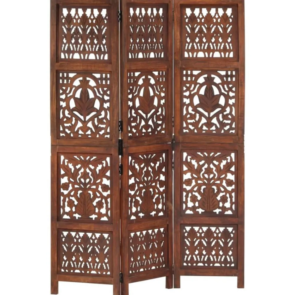 Kamerschermen*vidaXL Kamerscherm 3 panelen handgesneden 120x165 cm mangohout Bruin