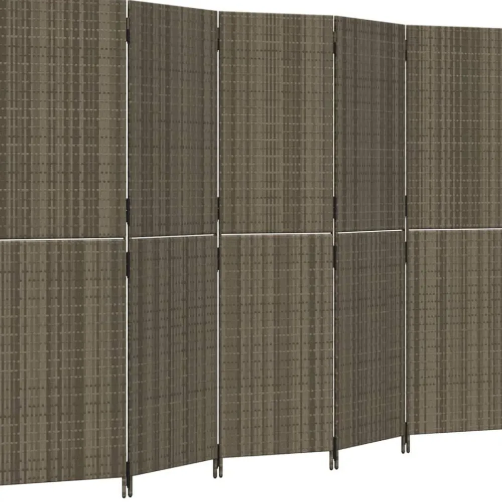 Kamerschermen*vidaXL Kamerscherm 5 panelen poly rattan Grijs
