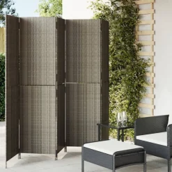 Kamerschermen*vidaXL Kamerscherm 5 panelen poly rattan Grijs