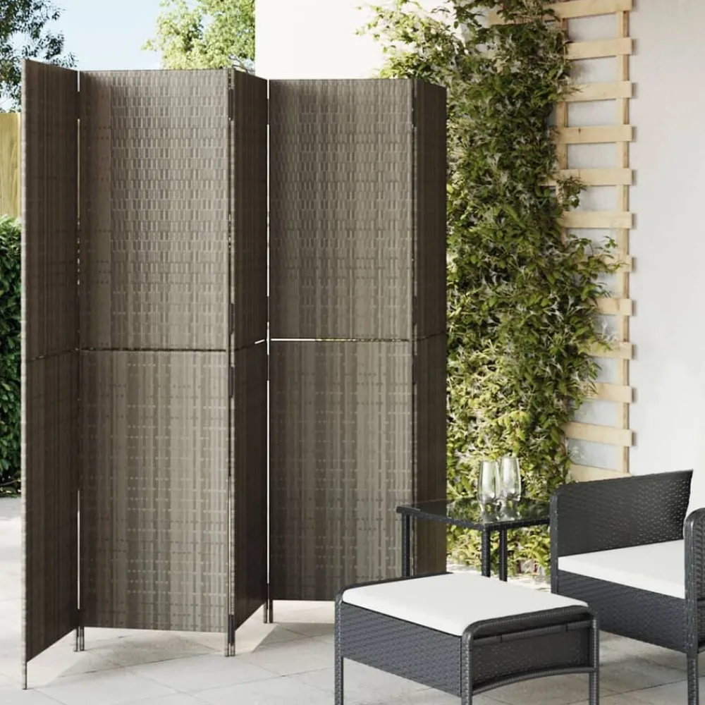 Kamerschermen*vidaXL Kamerscherm 5 panelen poly rattan Grijs