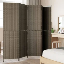 Kamerschermen*vidaXL Kamerscherm 5 panelen poly rattan Grijs