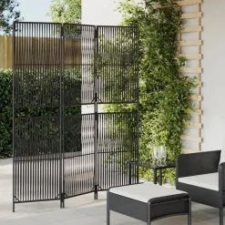 Kamerschermen*vidaXL Kamerscherm 3 panelen poly rattan Zwart