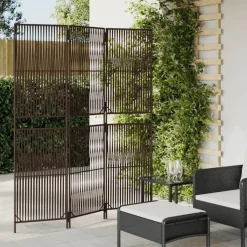 Kamerschermen*vidaXL Kamerscherm 3 panelen poly rattan Bruin