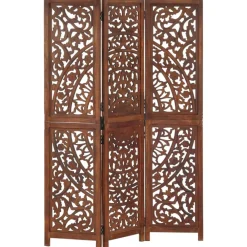 Kamerschermen*vidaXL Kamerscherm 3 panelen handgesneden 120x165 cm mangohout Bruin