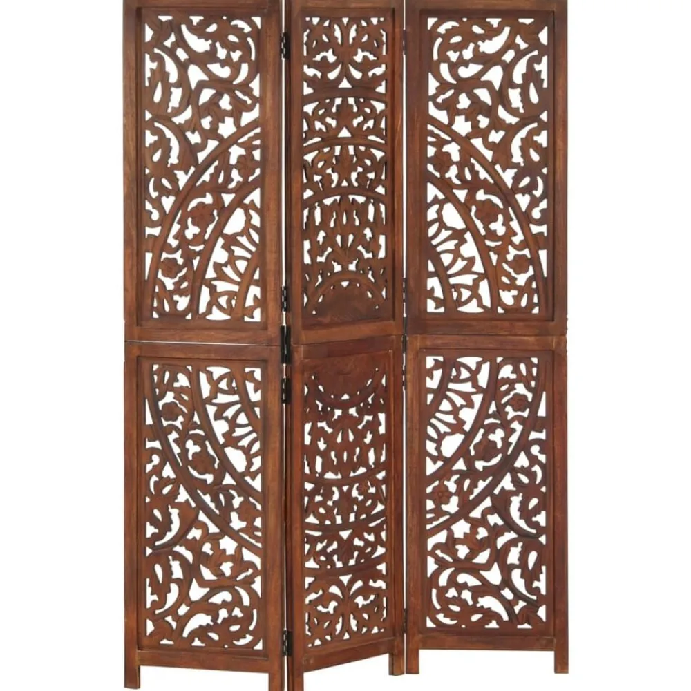 Kamerschermen*vidaXL Kamerscherm 3 panelen handgesneden 120x165 cm mangohout Bruin